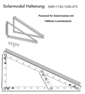 Solarmodulhalterung für Flachdach und Wandmontage SMH-1145-1045-475