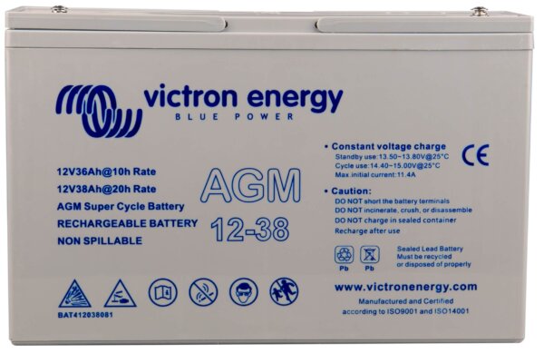Victron Energy 12V 38Ah AGM Super Cycle Batt. (M5) BAT412038081
